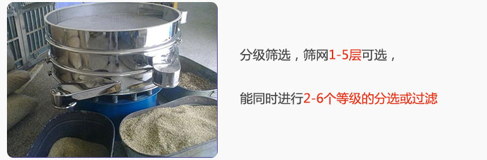 分級篩選，可篩1至5層篩網(wǎng)，能同時進(jìn)行2至6個等級的分選或過濾