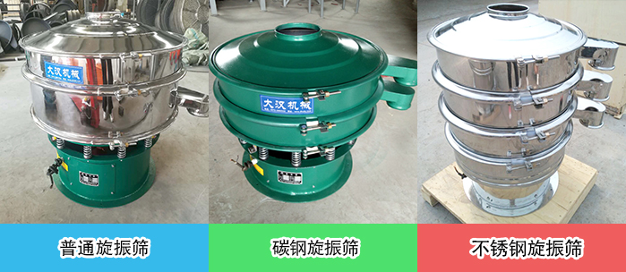 醫(yī)藥振動篩常見材質(zhì)展示：碳鋼＋不銹鋼，不銹鋼，碳鋼等材質(zhì)展示