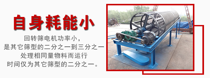 滾筒篩耗能小，使用壽命長，維修方便