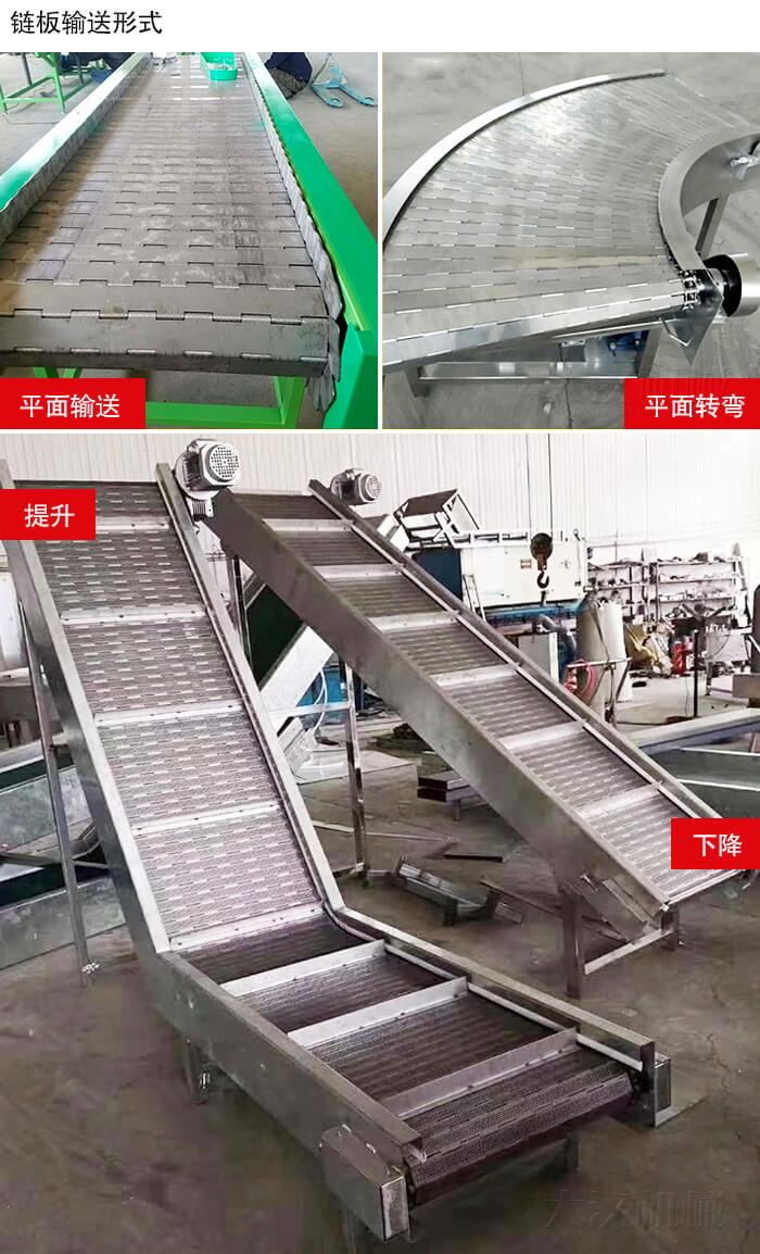 鏈板輸送機平面輸送，平面拐彎，提升等運行現(xiàn)場圖片